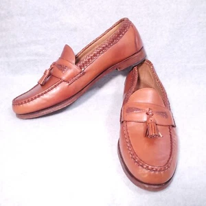 ALLEN EDMONDS MENS SHOE 14 A MAXFIELD TASSEL LOAFER CHILI BROWN BRAIDED TRIM - Picture 1 of 11