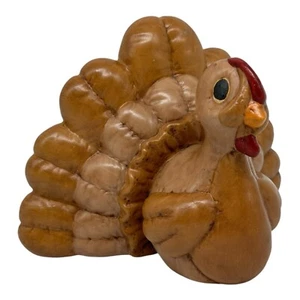 Vintage Ceramic Hand Painted Turkey 5” Tall Thanksgiving Patchwork - Picture 1 of 10