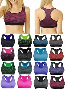Womens Padded Sports Bra Ladies Crop Top Gym Yoga Workout Run Fitness Exercises - Picture 1 of 20