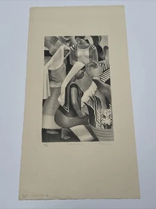 PHIL PARADISE LITHOGRAPH RARE MEXICAN SCENE MODERNIST MID CENTURY FAMOUS ART - Picture 1 of 12