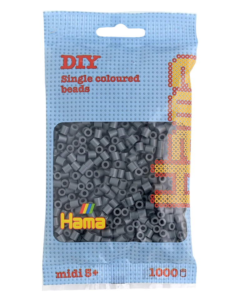 1000 Midi Bügelperlen - Dunkelgrau 207-71 Ø 5 mm Hama Perlen Steckperlen Beads