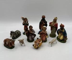Krippe Weihnachten Set 11 Figuren ITALIEN 3,5 - 4 Zoll große Vintage Wisemen, Familie ++ - Bild 1 von 24