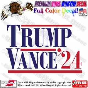Donald J Trump JD Vance 2024 Full Color Car Truck Window Vinyl Decal Sticker. - Picture 1 of 9