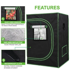 Hydroponic Grow Tent with Observation Window and Floor Tray 24""x24""x36" Indoor - Picture 1 of 11