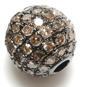 0,81 quilates Champagne Diamante Disco Cuentas Bola Oxidado Espaciador Encontrar Plata 925 - Imagen 1 de 5
