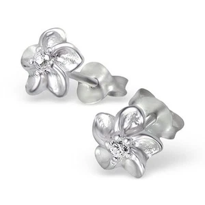 Girls Sterling Silver Frangipani Earrings Flower Flowers Studs Children Teen - Picture 1 of 1