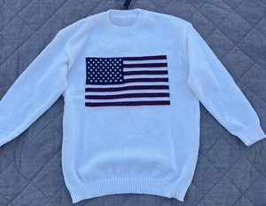 Women's Long Sleeve Knit Sweater American Flag Warm Pullover SZ Small - Picture 1 of 7