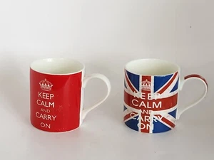 Keep Calm And Carry On mugs plain red or British flag background EUC price per 1 - Picture 1 of 8