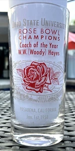 1958 ROSE BOWL Woody Hayes Ohio State Buckeyes Big Ten Champs Glass vs Oregon! - Picture 1 of 13