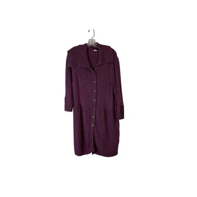 Liz & Co Woman Purple Textured Button Front Long Knit Cardigan Sweater Coat 2X - Image 1 of 4