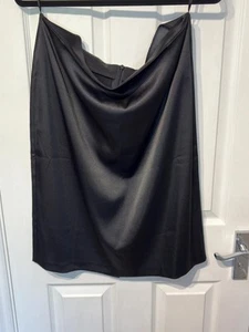 Sleek Black Satin Cowl Skirt Size 18 - Picture 1 of 8