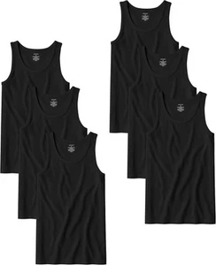 Men's Cotton Tank Tops Tag Free Soft Ribbed Undershirts Multi Pack Breathable - Picture 1 of 15