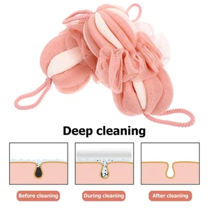 2 Pcs Long Nylon Shower Balls Bath Flowers Lovely Supple Foaming Bath Balls - Picture 1 of 12