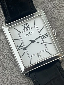 Rotary Tank ‘Classic’ Mens Gents Vintage Watch Silver Roman Numeral Dial - Picture 1 of 12