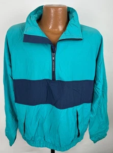 Vintage 90s Lands End Jacket Mens Medium 1/2 Zip Pullover Anorak Color Block - Picture 1 of 15