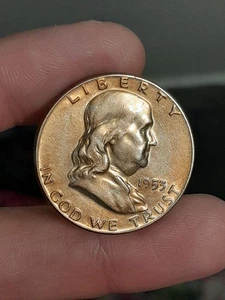 1953- P Franklin Half Dollar #1 (Golden Toning) - Picture 1 of 6