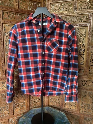 Camisa polar con botones a cuadros roja y azul Abercrombie para niños talla 11/12 Foto 1 de 4