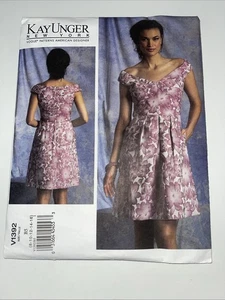 Schnittmuster Vogue V1392 Designer Kay Unger U-Boot-Ausschnitt Plissee Kleid Gr. 8-16 - Bild 1 von 3