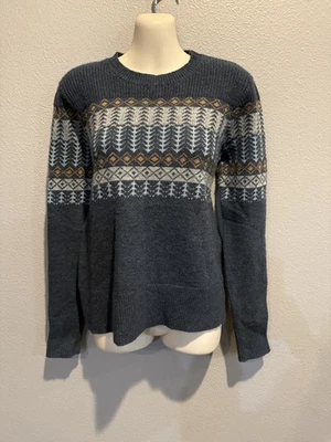 Women’s KUHL Nordik Blue Fair Isle Merino Blend Crew Neck Sweater Size S - Image 1 of 4