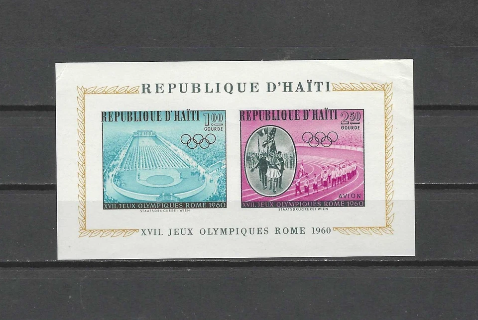 海蒂,1960 年,航空开机自检,奥运会,纪念品盾牌,IMPERF,全新邮票,简历 5.5O 美元 — 第 1/1 张图片