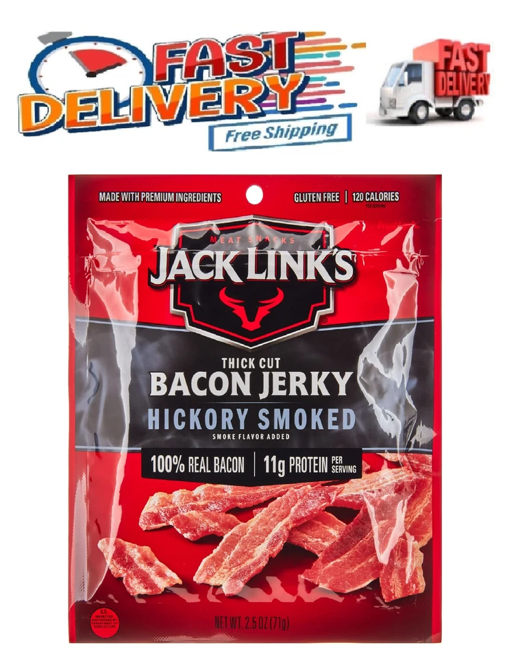 Jack Link'S Bacon Jerky Hickory Smoked 2.5 Oz. Bag-Flavorful Ready to Eat Meat