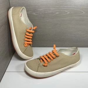 Camper Womens Peu Rambla Sneakers Shoes Beige Canvas Orange Slip On 39EU / 8US - Picture 1 of 12