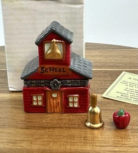 Porcelain Hinged Trinket Box School House Fun Teacher Gift! - Picture 1 of 8