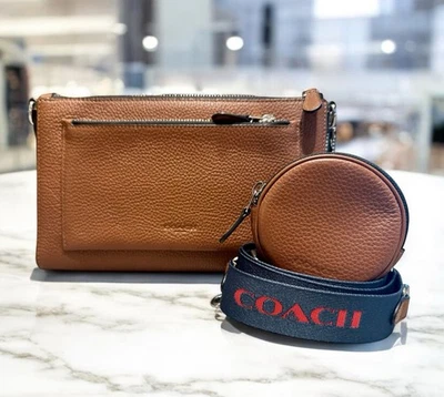Coach Leather Holden Crossbody Bag Tan Brown Pouch Pebbled Leather New With Tags - Image 1 of 4