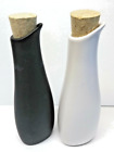 New Nip Cupini Designs Oil Vinegar Set Stoneware Flat Black /White Cruet Bottles