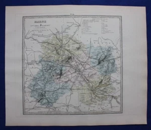 Original antique map MARNE, FRANCE, REIMS, CHALONS, Le Vasseur, 1878 - Picture 1 of 4