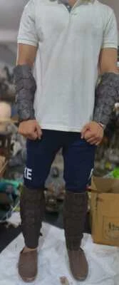 Halloween Medieval viking Leather scale Arm Bracers & Leg guard  larp costume - Image 1 of 4