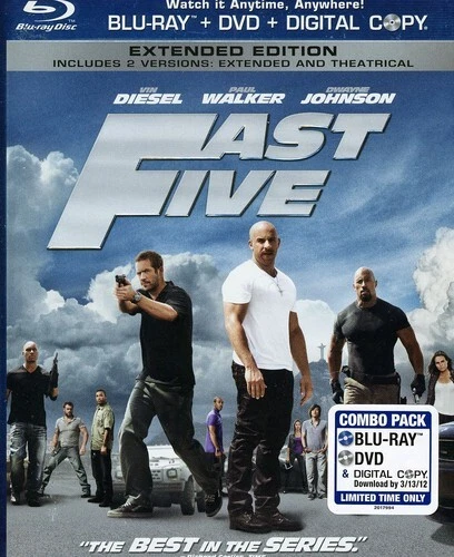 Fast Five (Blu-ray + DVD, 2011 Extended Edition) Dwayne Johnson NEW/SEALED - Image 1 of 1