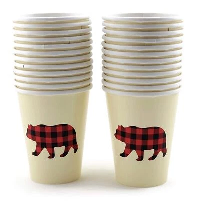 Чашки для первого дня рождения Stesha Party Buffalo Plaid Bear детский душ дровосек 16... - Изображение 1 из 4