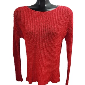 Ralph Lauren Jeans Co Pullover rot Leinen Baumwollmischung Gr. Medium Grobstrick Shirt - Bild 1 von 16
