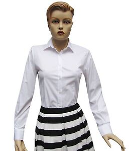 Damen Bluse Slim-fit Hemd Gr.L Weiß