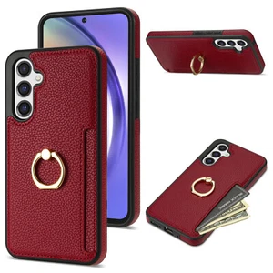 Funda tipo billetera de cuero con soporte para anillo para Samsung Galaxy S25 Ultra S24 FE S23 S21 - Imagen 1 de 17