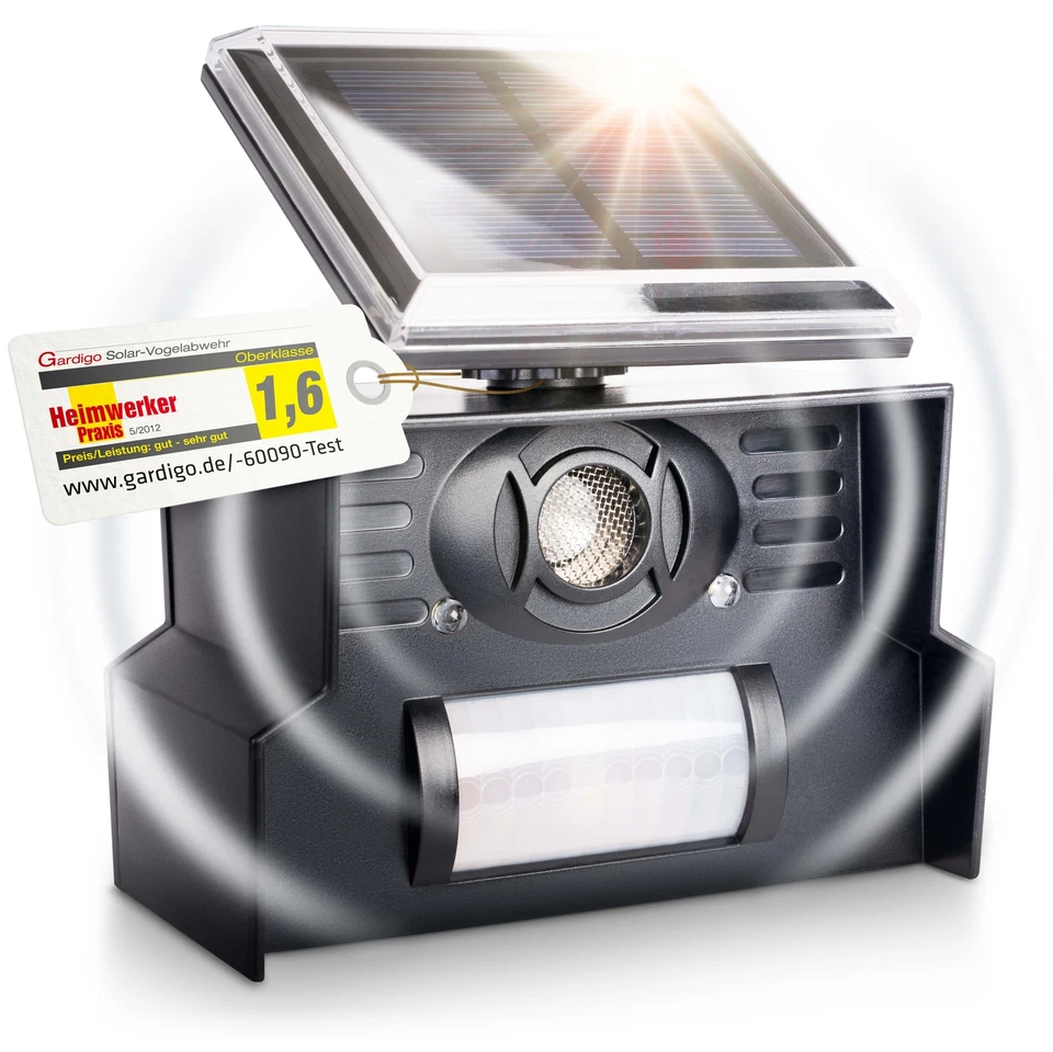 Vogelabwehr Gardigo® Vogelschreck Ultraschall Taubenabwehr Solar Vogelschutz - Bild 1 von 4