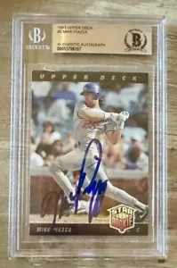 Dodgers Mike Piazza authentische signierte Karte 1993 Oberdeck #2 Beckett Platte - Bild 1 von 2