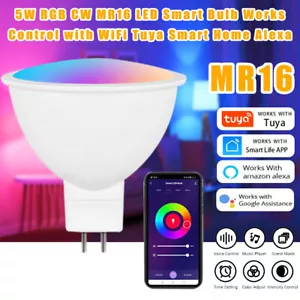 TUYA Smart Wifi RGB LED Bulbs 5W MR16 Lamp Light For Smart Home Alexa DC12V - Picture 1 of 17
