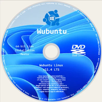 Wubuntu 11.4 Long Term Support Installation Disc: BOOTABLE LINUX WindowsFX WINUX - Image 1 of 3