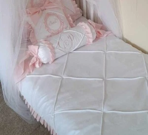 Personalised Baby Bedding Handmade To Order - 3pc Set Quilt And 2 Pillows - Picture 1 of 9
