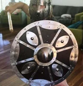 Escudo medieval de colección chapado en batalla escudo - Imagen 1 de 1
