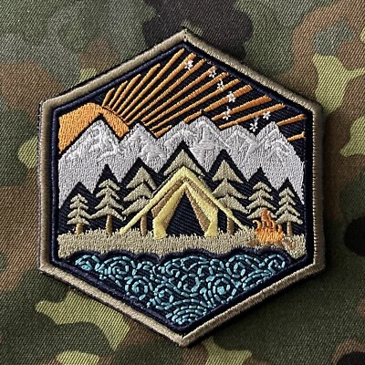 CYKOVISUALS ALL TERRAIN CAMPSITE - DAY v1 Embroidered Patch Hook/Loop HIKING CAMPING PDW
