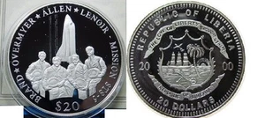 Liberia 2000 Large .999 Silver Proof $20-Space- STS-5 mission - Picture 1 of 1