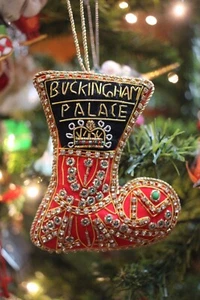 Buckingham Palace Christmas Tree Decoration Gorgeous Velvet Blue & Red - Picture 1 of 7