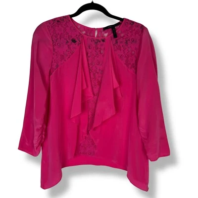 Top de encaje de seda BCBG MAX AZRIA para mujer talla mediana coqueta femenina rosa etéreo Foto 1 de 4