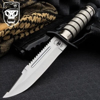 10" Tactical Survival Rambo Hunting Fixed Blade Army Bowie with Sheath - Image 1 of 4