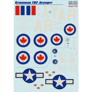 Print Scale 32-022 Decal airplane 1:32Grumman TBF Avenger The complete set2 leaf - Picture 1 of 24