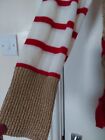 LADIES RED AND CREAMT  KNIT TOP ? WITH GOLD METALIC THREAD DETAILING NEW 12/14