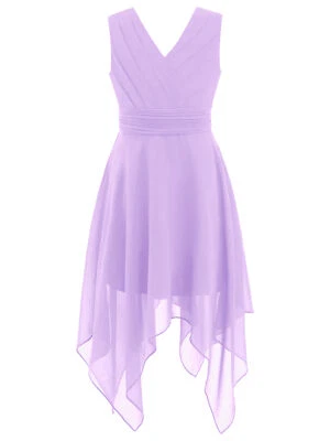 Kids Chiffon Summer Dress Prom Princess Bridesmaid First Communion Tutu Dress - Image 1 of 2